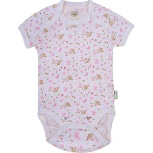 Bio Baby Боди с къс ръкав Bio Baby - органичен памук, 56 cm, 1-2 месеца, бяло-розово (97220123) - ozone
