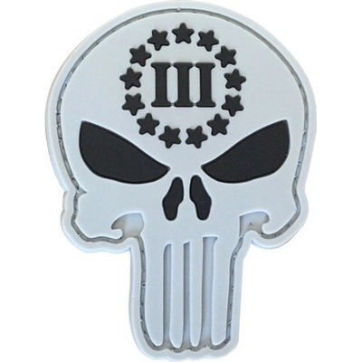 WARAGOD Nášivka 3D Punisher three Percenter 6.8x5.2cm