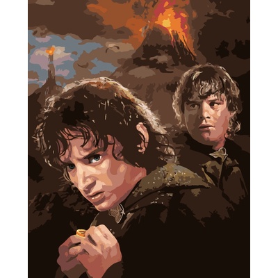 ZUTY Malování podle čísel FRODO A SAM U HORY OSUDU PÁN PRSTENŮ Rozměr 40 x 50 cm Rámování vypnuté plátno na rám