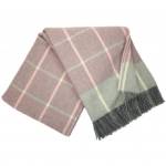 Interblanket Кашмирено Одеяло - Кариран Десен - Розово И Сиво Със Сиви Ресни - 140x200 См