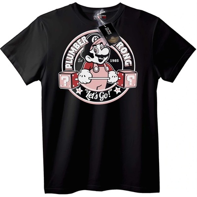 NOONEBRAND Тениска на Mario - Силен водопроводчик - L, Black