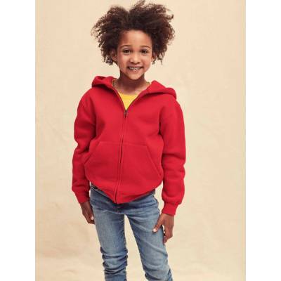 Fruit of the Loom Kids Hoodie Zip Through Hooded Sweat fuchsiová
