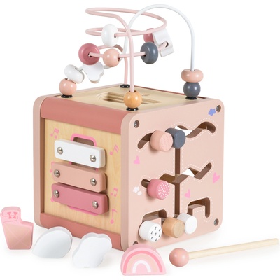 Moni Toys Дървен активен куб w11b316c-розов (112517)
