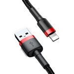 Baseus Кабел за данни USB към Lightning 2.4A 2.4A, 1m - Baseus Cafule (CALKLF-B19) - Червен Черен