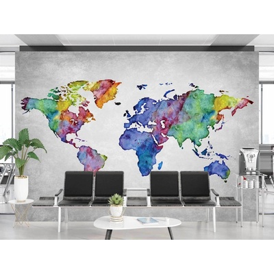 Gario Fototapeta Mapa sveta v akvarelu Materiál: Vliesová, rozmery 200 x 140 cm