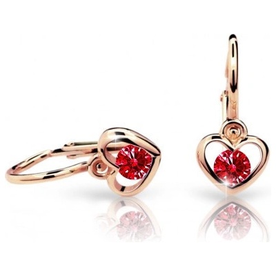 Cutie Jewellery detské zlaté náušnice srdiečka C1943R Ruby Dark