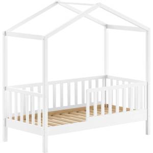 VIPACK Бяло къща детско легло 70x140 cm от масивен бор с включена подматрачна рамка DALLAS - Vipack (DAHK7014)