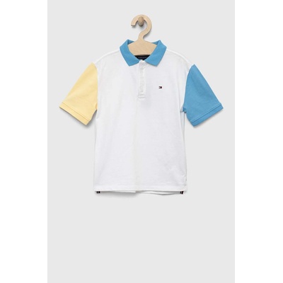 Tommy Hilfiger Детска памучна тениска с яка Tommy Hilfiger в бяло с десен (KB0KB08150.PPYX)