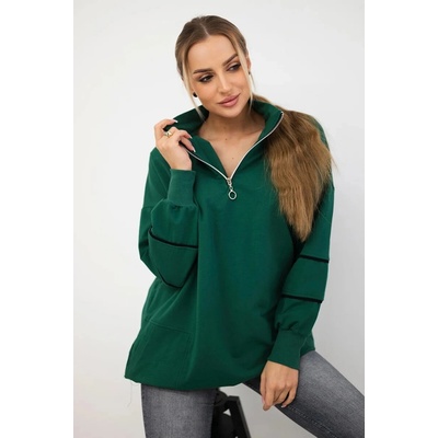 Kesi Sweatshirt with zip and pockets green zelená