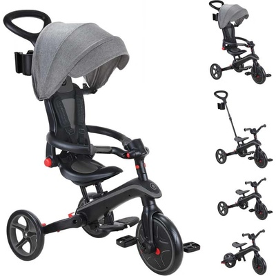 Globber Детска триколка 4 в 1 globber explorer trike foldable, сгъваема, сиво-черен цвят (732-120-2)