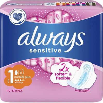 Always Ultra Wings Normal Plus Sensitive hygienické vložky 10 ks