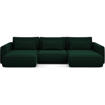 makamii Зелен кадифен разтегателен ъглов диван с място за съхранение (U форма) Kapua - Makamii (KAPUA_UF_3_P1_C24)