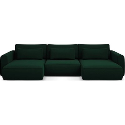 makamii Зелен кадифен разтегателен ъглов диван с място за съхранение (U форма) Kapua - Makamii (KAPUA_UF_3_P1_C24)