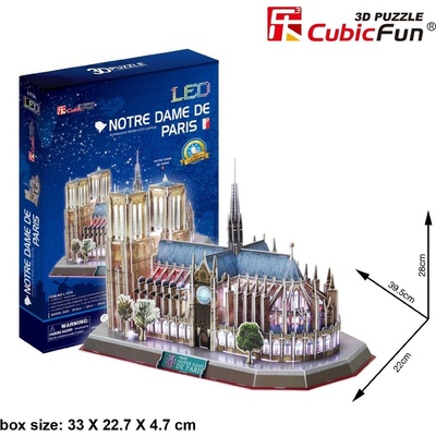 CubicFun Cubic Fun - Пъзел 3D Notre Dame de Paris 149ч. LED светлини