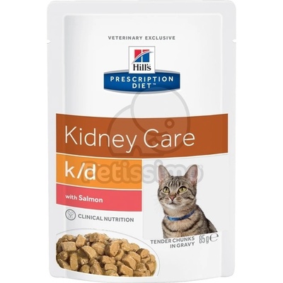 Hill's Prescription Diet k/d Kidney Care храна за котки, сьомга - в алуминиева торбичка 12 x 85 г