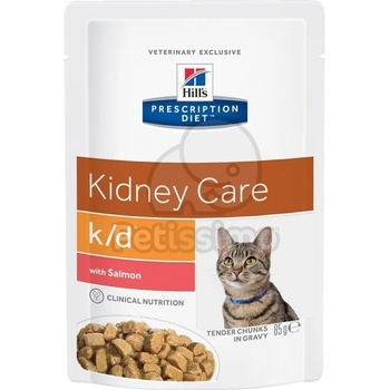 Hill's Prescription Diet k/d Kidney Care храна за котки, сьомга - в алуминиева торбичка 12 x 85 г