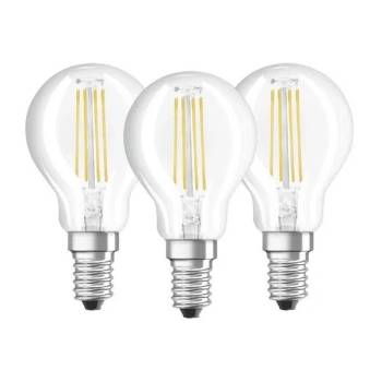 OSRAM Комплект 3 крушки LED Osram P40, E14, 4 W (40 W), 470 лумена, Студена светлина, Енергиен клас E (osram4058075819733)