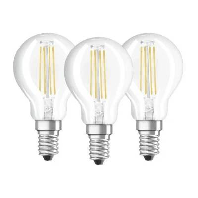 OSRAM Комплект 3 крушки LED Osram P40, E14, 4 W (40 W), 470 лумена, Студена светлина, Енергиен клас E (osram4058075819733)