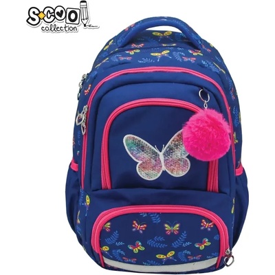 S-Cool Ученическа eргономична раница SCOOL ПРЕМИУМ - Пеперуда