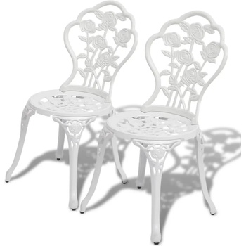 vidaXL Бистро столове, 2 бр, лят алуминий, бели (43176)