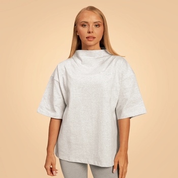 GymBeam BeastPink Дамски топ Bliss Oversized Grey S