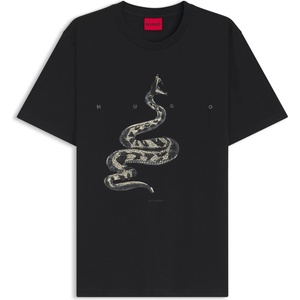 Hugo Тениска Hugo HUGO Cotton-jersey T-shirt with spaced-out logo - Black 001