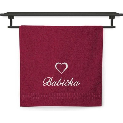 Povlečení Plus ručník babička se srdíčkem 50 x 100 cm ratanika bordó