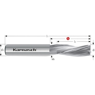 Karnasch 3062331200 | Tvrdokovová dokončovacia fréza, ľavotočivá špirála - pravorezná 12x38-83x12 mm, Z=3