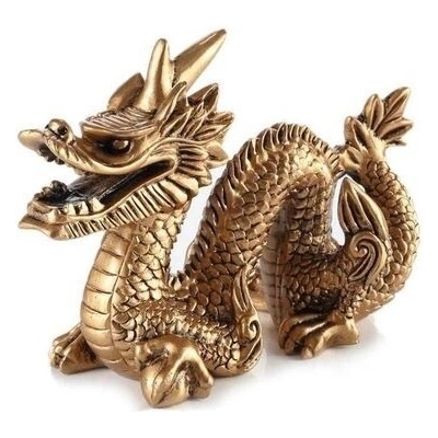 Lachineuse – Figurka asijského draka pro štěstí – Feng Shui – 15x11x7 cm 15x12x10cm Zlatá