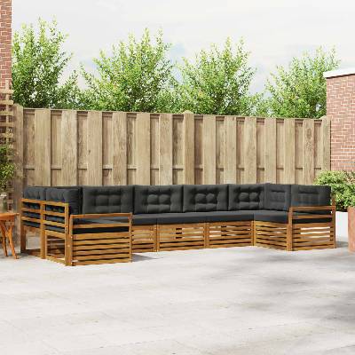 vidaXL Комплект дивани за открито 7 pcs Натурален и Антрацит (3374062)