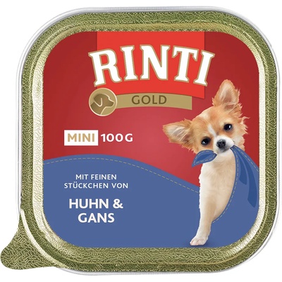 RINTI 6x100г Gold Mini RINTI консервирана храна-куче, пилешко и гъше месо