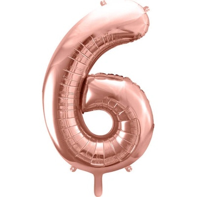 PartyDeco Fóliový balón Číslo 6 ružovo zlatý 86cm