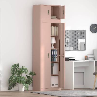 vidaXL Шкаф за съхранение 2 бр. Розово 60 x 40 x 220 см Стомана (3438706)