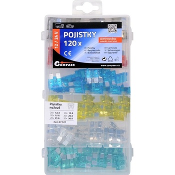 Pojistky nožové sada 120ks 7,5/10/15/20/25/30Amp Compass 07527
