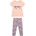 Guess Розова тениска с цветен надпис и клин на цветя за бебе момиче Guess