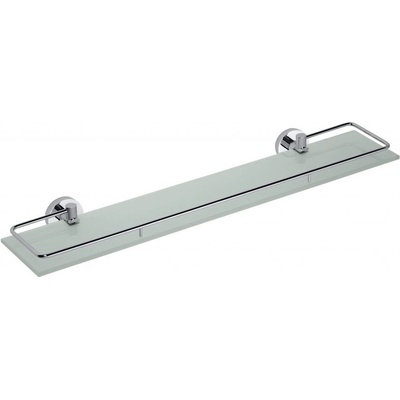 X-ROUND E polička skleněná s výklopnou hrazdou 600x130mm, mléčné sklo, chrom