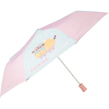 CurePink Pusheen Pršící popcorn deštník skládací automatický růžovo zelený