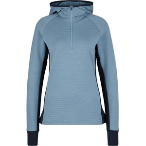 Stoic Дамски вълнен пуловер Stoic Women's MerinoFleece260 FlenSt. Half Zip with Hood Merino hoodie - Ocean Blue / Dark Navy - размер XS (105-6682-0211)