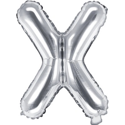 PartyDeco Fóliový balón Mini Písmeno X 35cm strieborný
