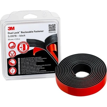 3M Páska na suchý zips Dual Lock 25 mm x 2,5m čierna