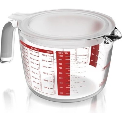 Arendo – Skleněná odměrka 1 l – 1000 ml – Odměrka z borosilikátového skla – Žáruvzdorné sklo –