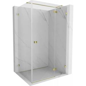 Mexen Lunar T отваряща се дясна душ кабина 130 x 80 см, прозрачна, златна (834T-130-080-50-00-P)