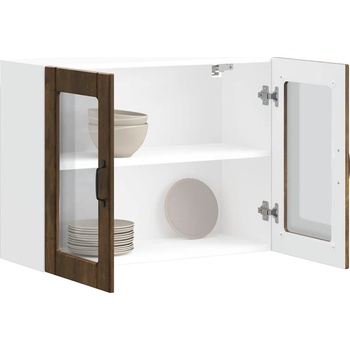 vidaXL Кухненски стенен шкаф със стъклена врата "Lucca" опушен дъб, инженерна дървесина (853852)