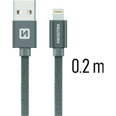 Swissten Nabíjecí kabel a synchronizační textile 0.2m / 1.2m / 2.0m šedý Délka: 0,2m