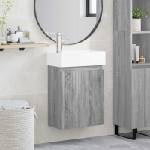 vidaXL Мивка за баня със смесител Сив Сонома 45, 5 x 22, 5 x 84 см (889447)