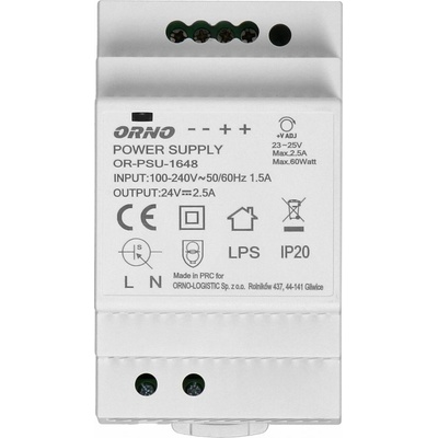 ORNO 24V Zdroj na DIN lištu DC, 2,5A, 60W