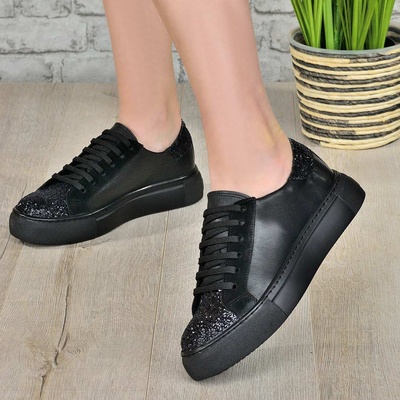 Tinti Shoes Дамски кецове Adel black brokat