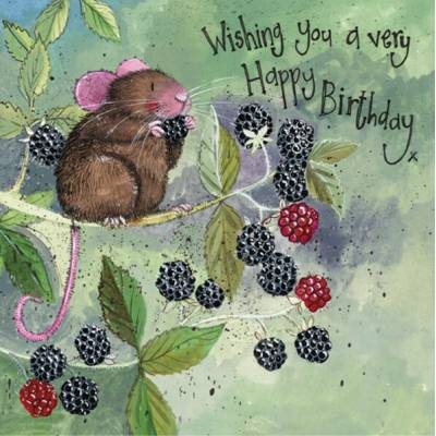 Přání s obálkou - Mouse & berries - Alex Clark
