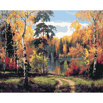 zuty Malování podle čísel Podzimní jezero 100 x 80 cm bez rámu a bez vypnutí plátna