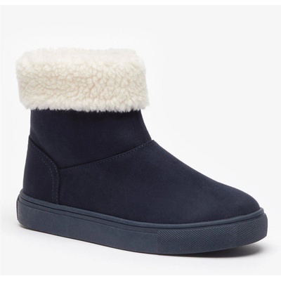 Be You Girls Borg Trim Ankle Boot - Navy